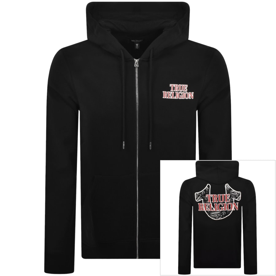 True Religion Horseshoe Zip Hoodie Jet Black | Mainline Menswear us